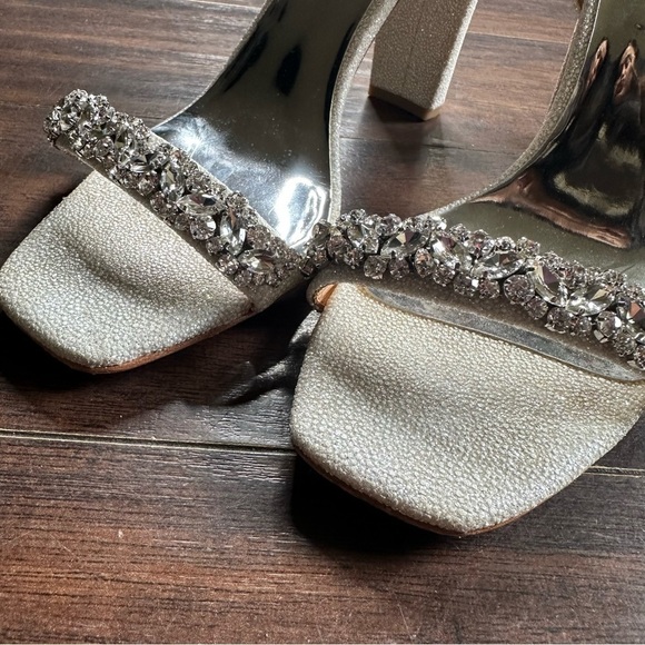 Badgley Mishka Tasmine Tall Evening Ankle Strap Rhinestone Sandals - Picture 5 of 6